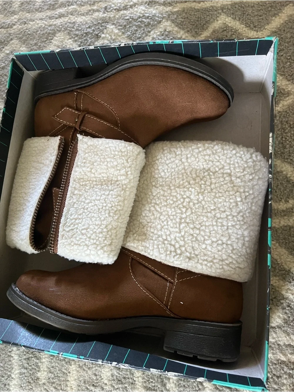Brown Suede Fold-Over Sherpa Boot
